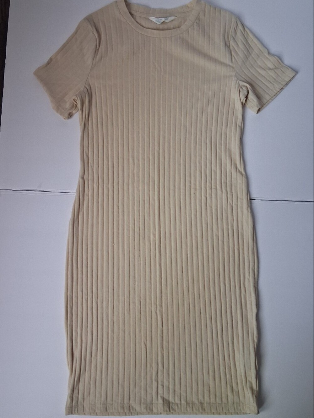 Primark Cream Ribbed Short-Sleeve Midi Dress